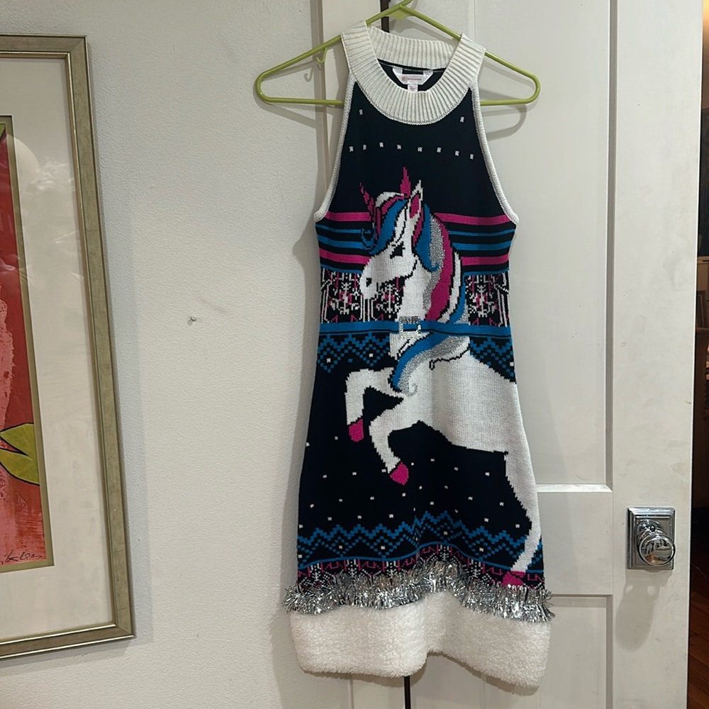 Unicorn Christmas Sweater Dress 🦄 🧑‍🎄 🤍